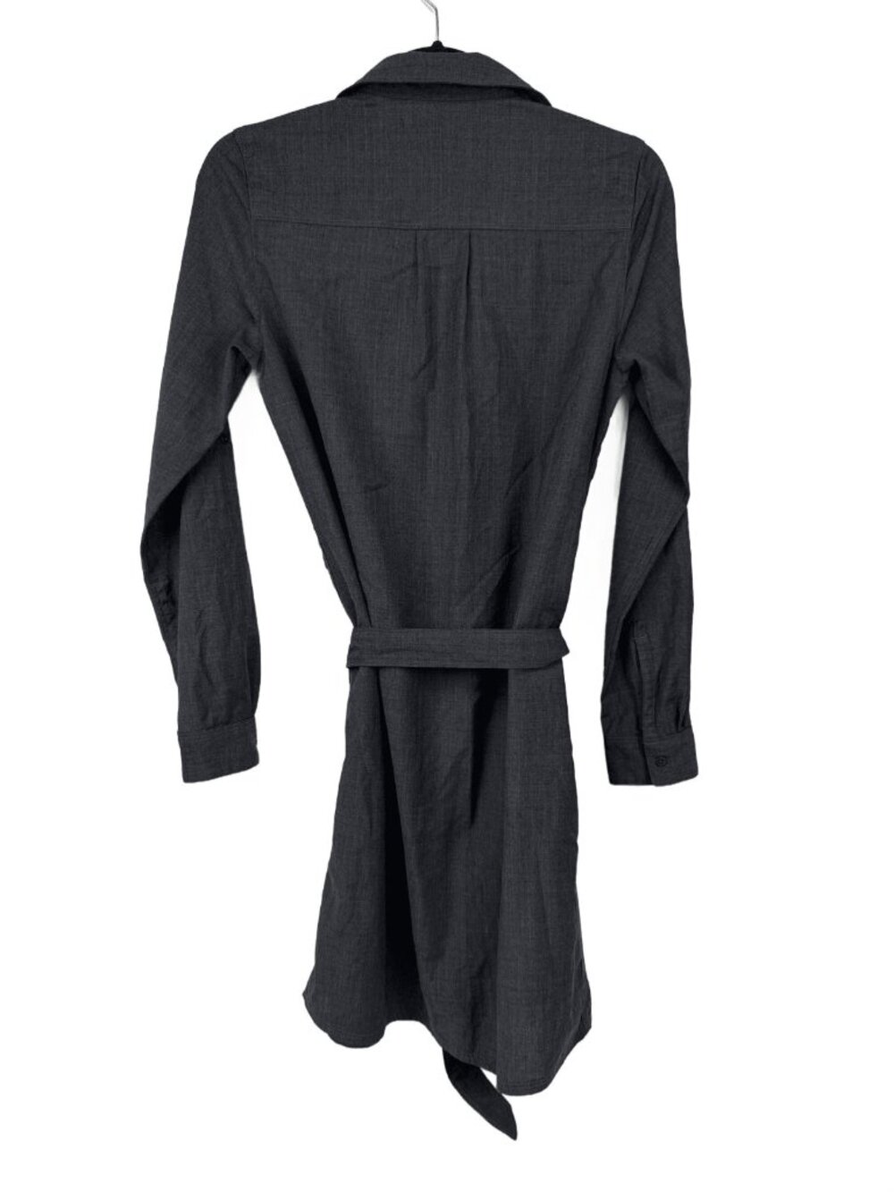 ICEBREAKER 100% Merino Wool "Destiny" Belted Pocket Shirt Dress Charcoal Gray S - Picture 4 of 6